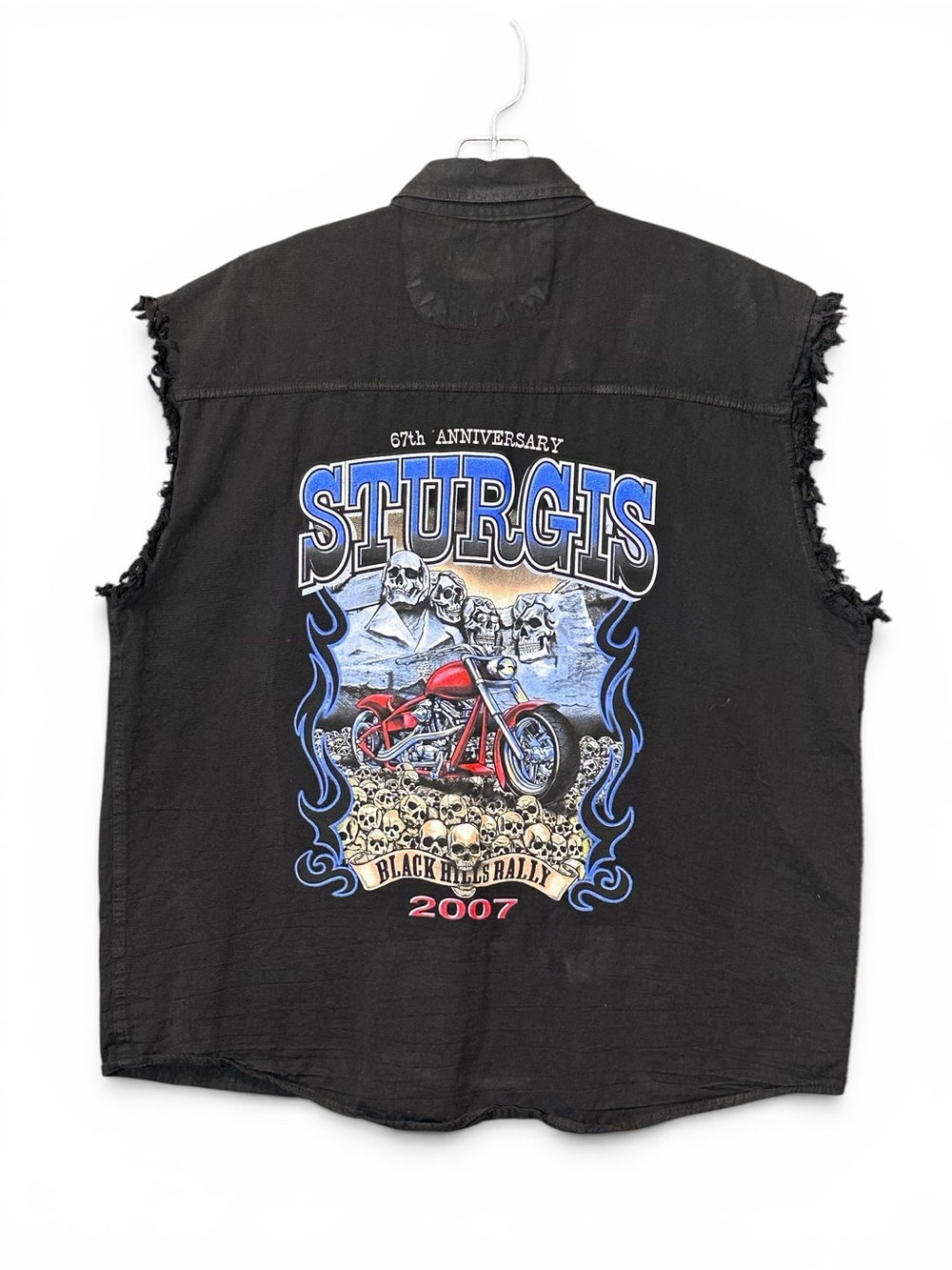Sturgis Biker Motorcycle Rally 2007 2XL Vest Denim Jean Jacket Cutoff Vintage